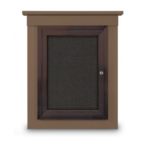 72"x36" 3-Door Enclosed Letterboard, Black Vinyl/Walnut